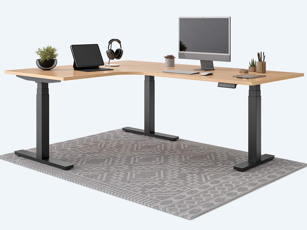 Desktopia Edge schwarz mit Buche Tischplatte