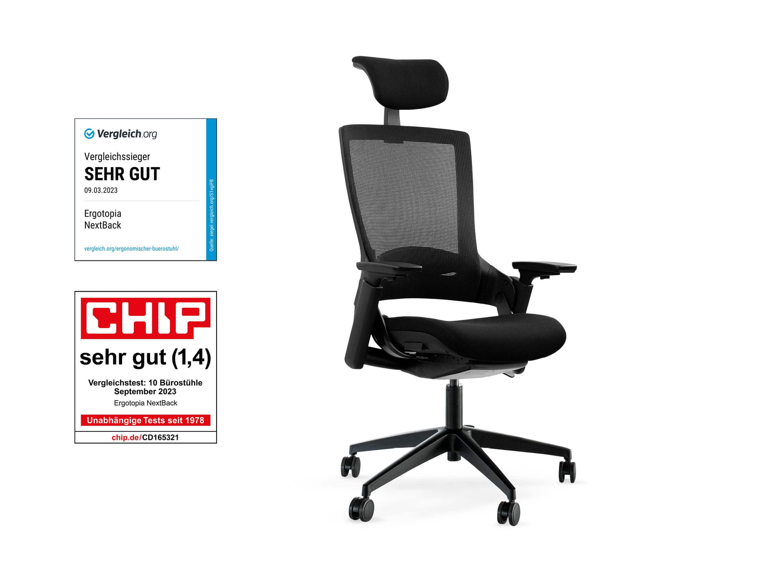 Ergotopia NextBack - Ergonomischer Bürostuhl mit höhenverstellbarer Kopfstütze